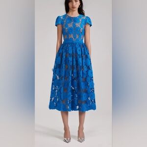 Self-Portrait Blue Poppy Midi Dress